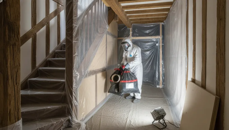 Retrait de conduits de fumée en amiante-ciment dans une maison ancienne du centre de Dinan